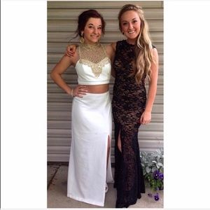 Black lace prom dress
